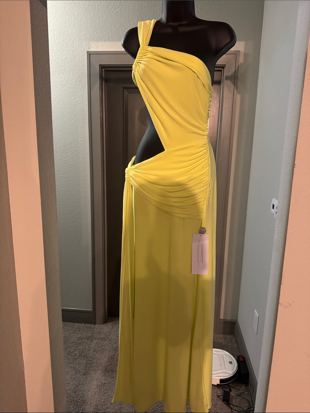 Giovanna | Lime Green Asymmetric Maxi
Dress With Wrap Skirt